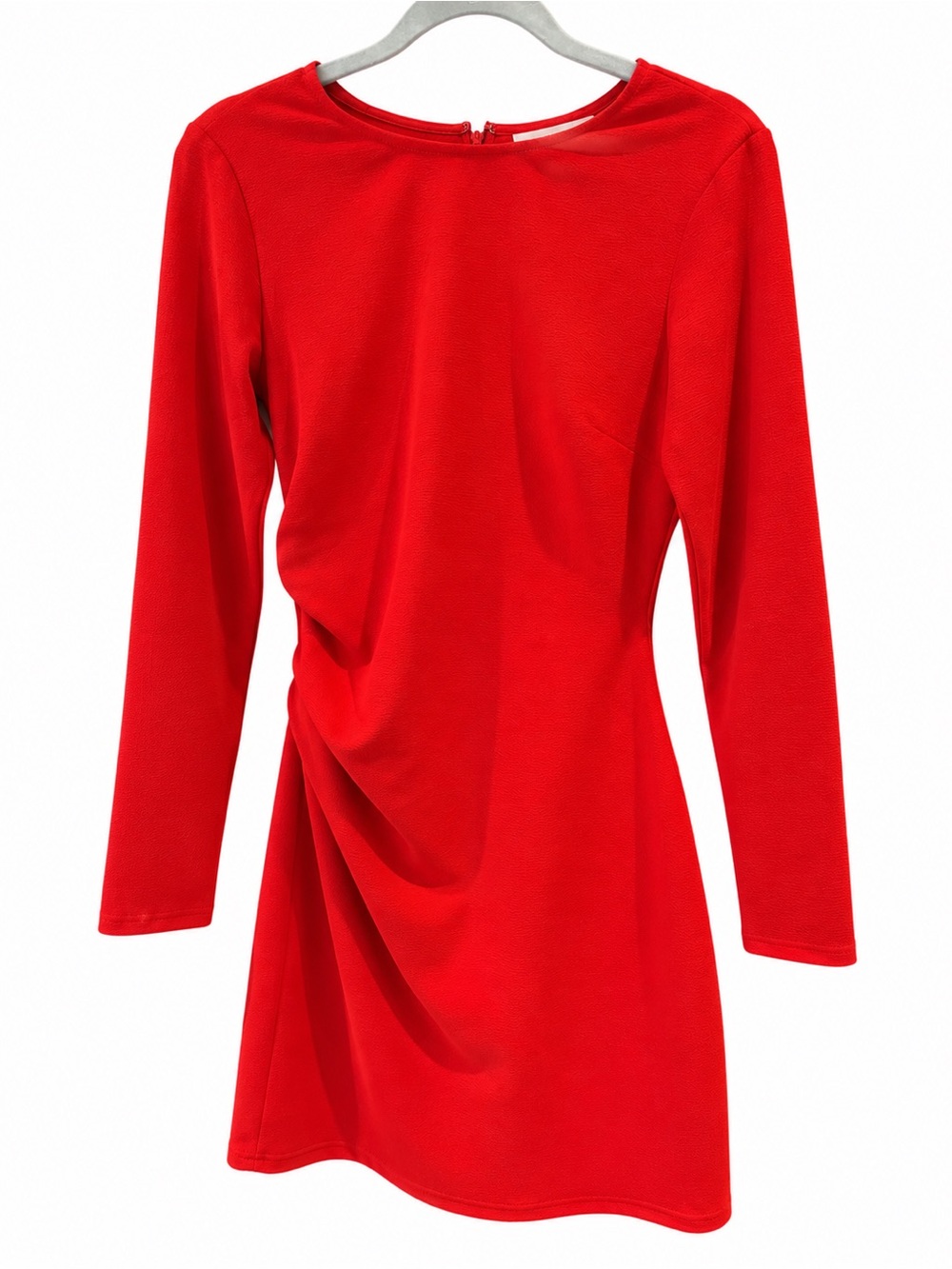 H&M Red Long-Sleeve Ruched Sheath Dress